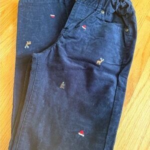 Janie and Jack Navy Corduroy holiday embroidered pants. Size 12